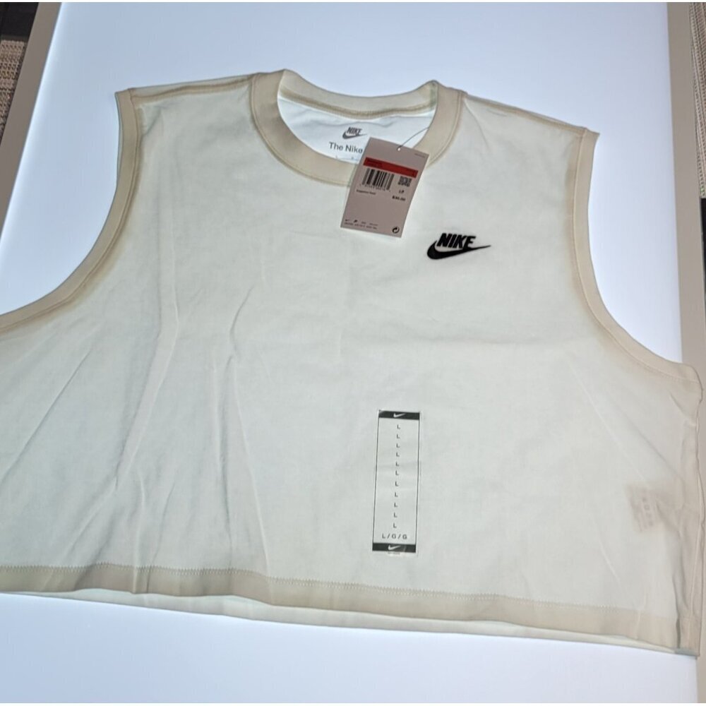 Nike Women’s One Dri Crop Sleeve Shirt - White -Large-New With Tag - Picture 2 of 9